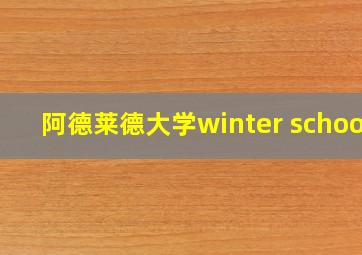 阿德莱德大学winter school